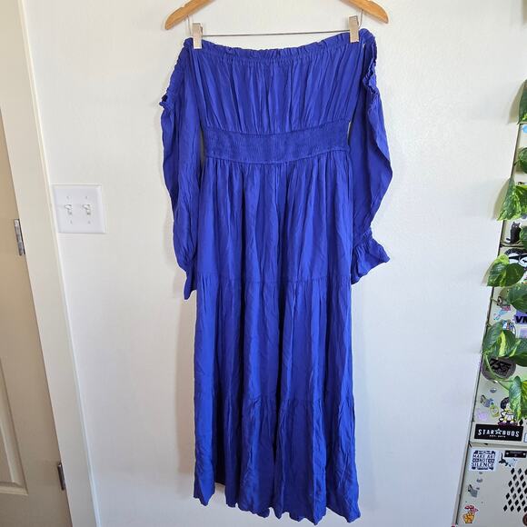 Size S – Cobalt Blue Renaissance Cottagecore Maxi Dress by Zesica - Picture 5 of 5